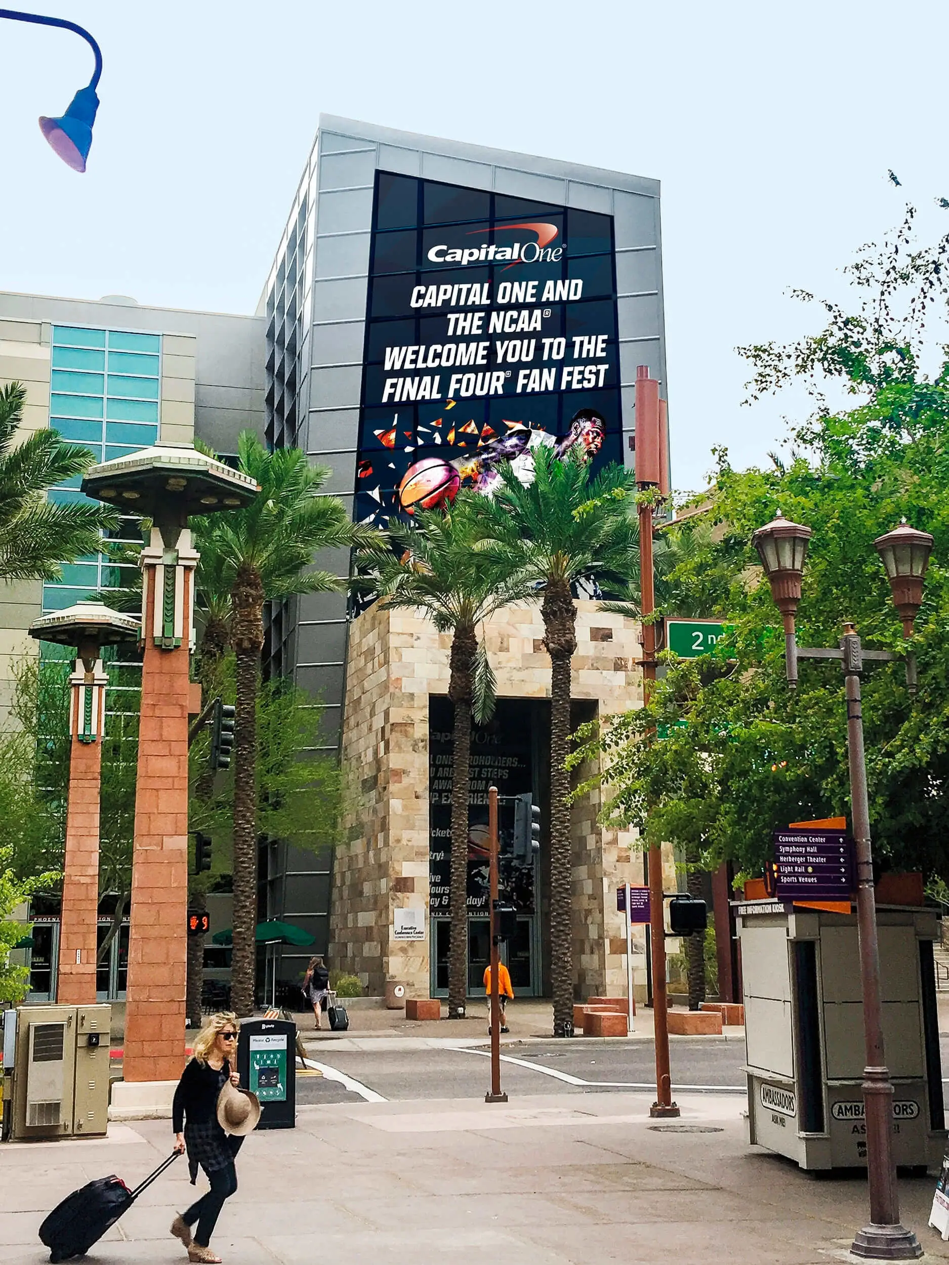 Capital One Fan Fest banner on a downtown building