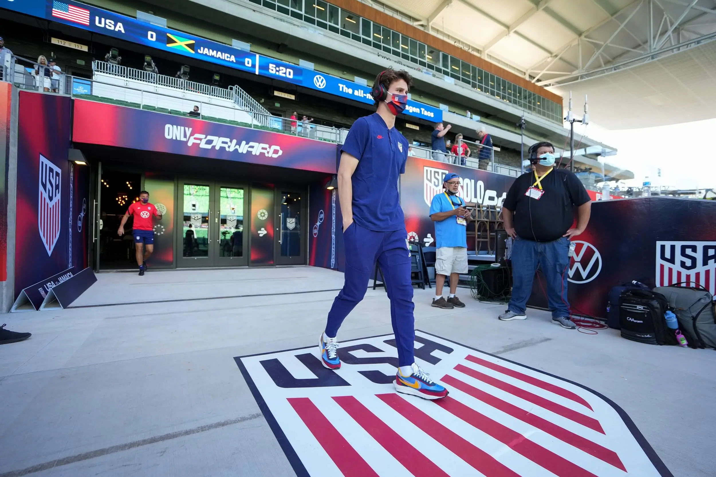 U.S. Soccer players’ tunnel with floor and wall graphics