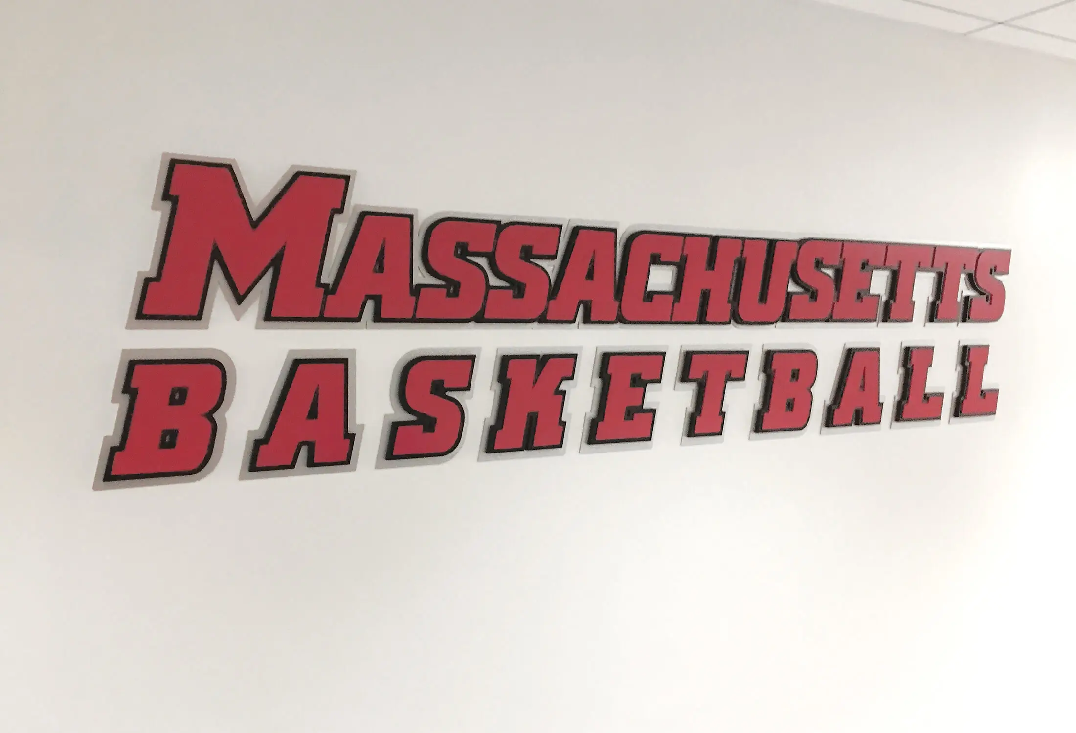Massachusetts Basketball dimensional wall lettering