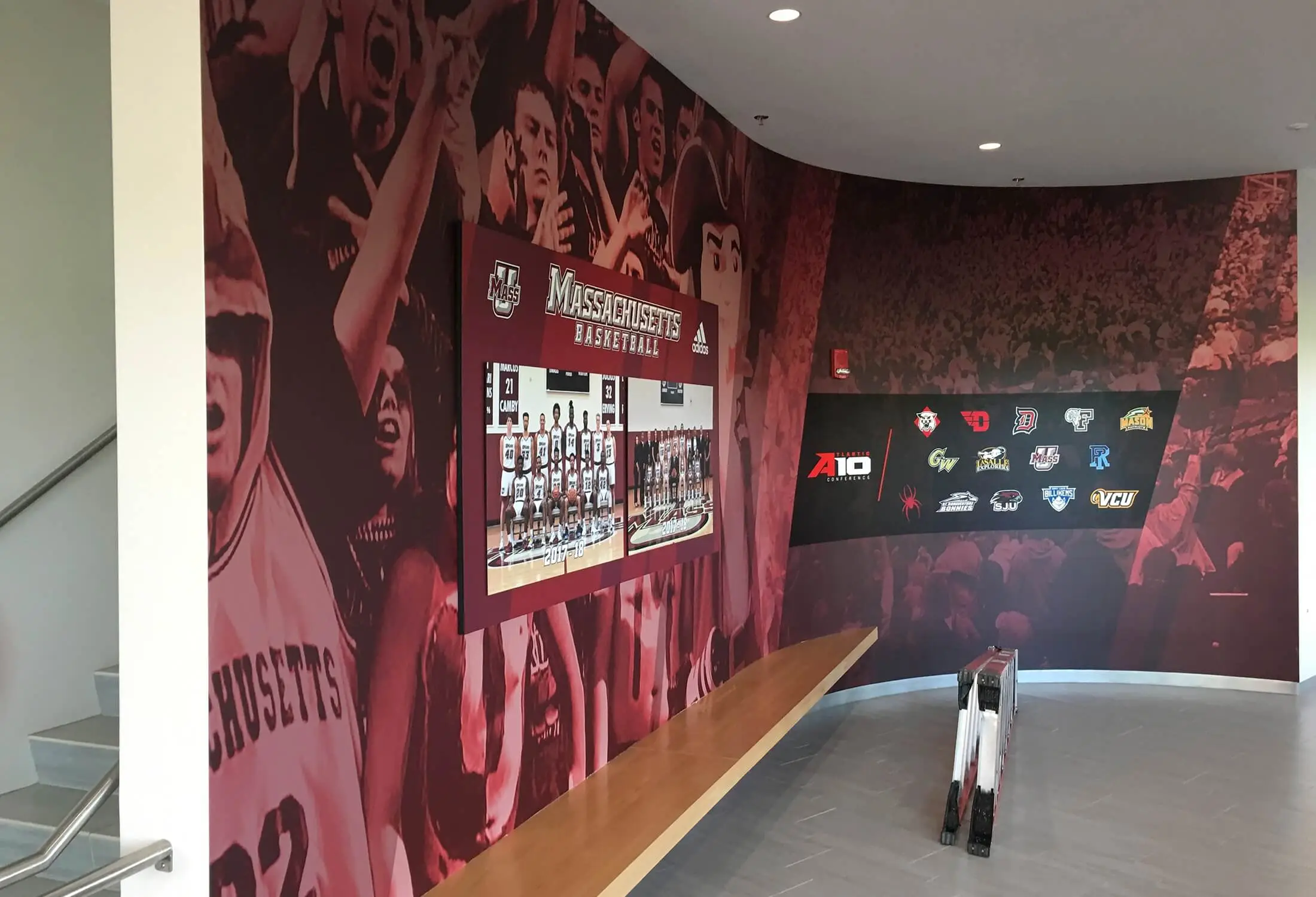 UMass basketball team lounge mural