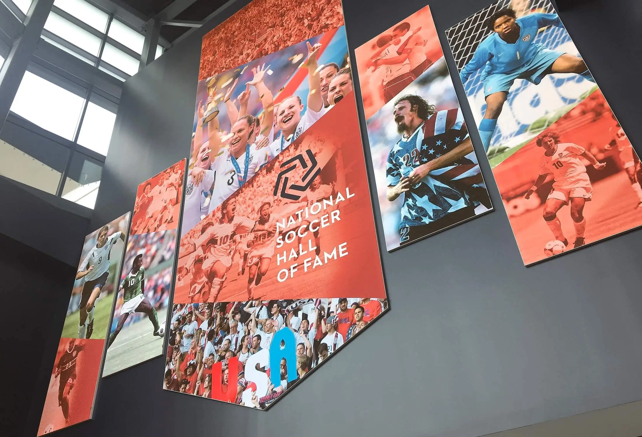Angled wall graphics at the National Soccer Hall of Fame